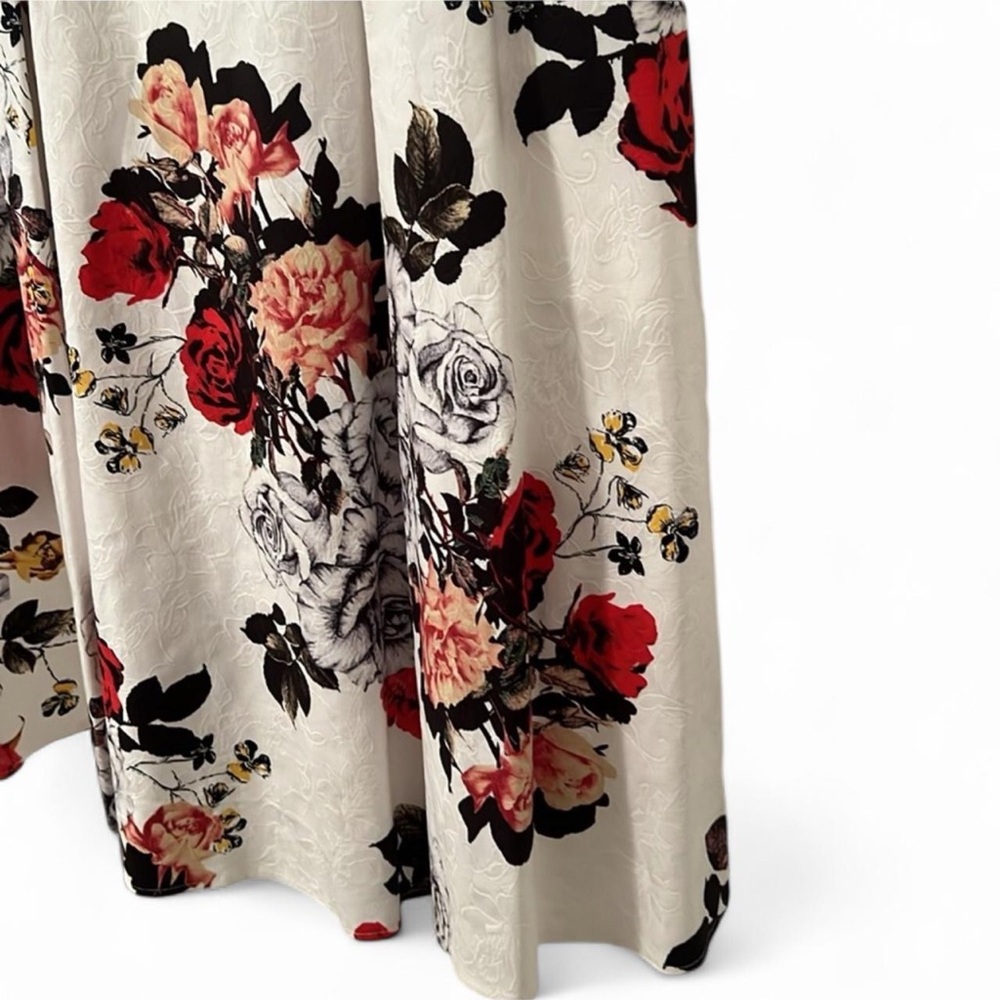 Adrianna Papell Floral Jacquard Fit & Flare Midi Dress Ivory Red 14W - Picture 10 of 13